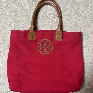 Tory Burch tote - red canvas. Good condition!